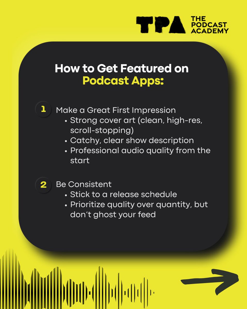 podcastacademy's tweet image. Getting featured isn’t guaranteed, but following these steps gives your show its best shot at center stage.
What’s worked for you? Drop your tips below! 👇
#PodcastGrowth #SpotifyPodcasts #ApplePodcasts #PodcastTips #TPACommunity #Ambies2025