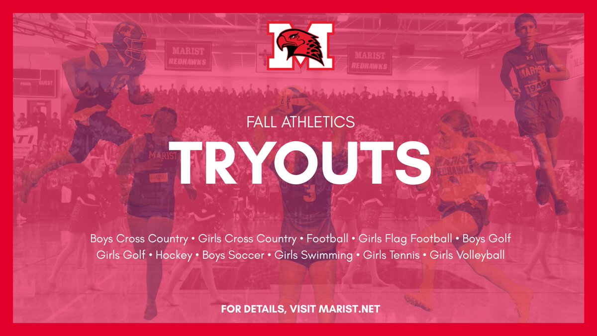 We’re excited to share important information regarding fall sports tryouts. Whether your student is a returning athlete or joining Marist for the first time, we look forward to a great season ahead. 

For more details and important info, click HERE: marist.net/35826-2/