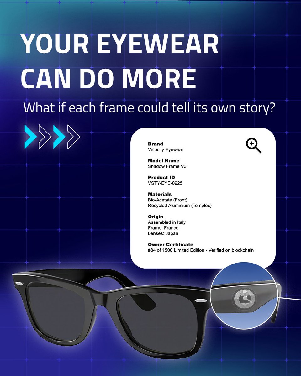 wovlabs_com's tweet image. Eyewear is evolving, and so should the way we connect with it!
The eyewear industry faces recurring challenges: counterfeiting, lack of product traceability, and no real way to stay connected with the end customer after the sale.
We solve this by integrating a smart tag…