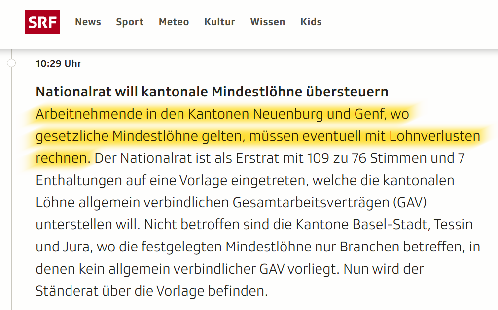 Bürgerliche verlieren kantonale Abstimmungen - und wollen diese dann auf Bundesebene rückgängig machen. Man stelle sich einmal vor, was hier los wäre, wenn SP und Grüne sowas nur andeuten würden.
Bürgerliche ziehen es einfach durch. Sowas wie Skrupel kennen die nicht.