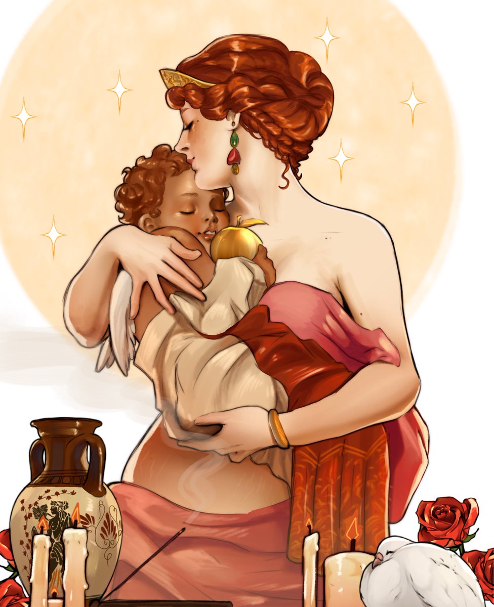 RynQuestionMark's tweet image. Aphrodite and bby Eros for a Leyendecker study