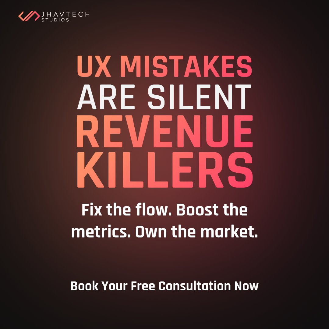 JhavtechStudios's tweet photo. Bad UX won’t get user feedback. It just gets silent exits.

Fix the flow. Boost conversions. Own your market.

Book your free consultation now: https://t.co/1Dg2uWAwGR

#UXDesign #ProductGrowth #StartupTips #CleanUX #UIUX #JhavtechStudios https://t.co/mkgJIVYG4q