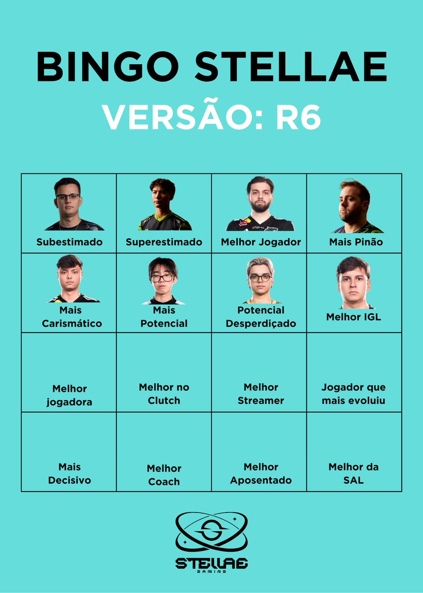 STELLAE (@stellaegaming) on Twitter photo 🚨 BINGO STELLAE - R6
O <a href="/FelipoX/">Felipe De Lucia</a> foi eleito o Melhor IGL do cenário de R6 por vocês.
Próxima categoria ➡️ MELHOR JOGADORA
💬 Comente seu escolhido como a Melhor Jogadora do Cenário de R6, o nome mais citado leva essa! 👇 🚨 BINGO STELLAE - R6
O <a href="/FelipoX/">Felipe De Lucia</a> foi eleito o Melhor IGL do cenário de R6 por vocês.
Próxima categoria ➡️ MELHOR JOGADORA
💬 Comente seu escolhido como a Melhor Jogadora do Cenário de R6, o nome mais citado leva essa! 👇