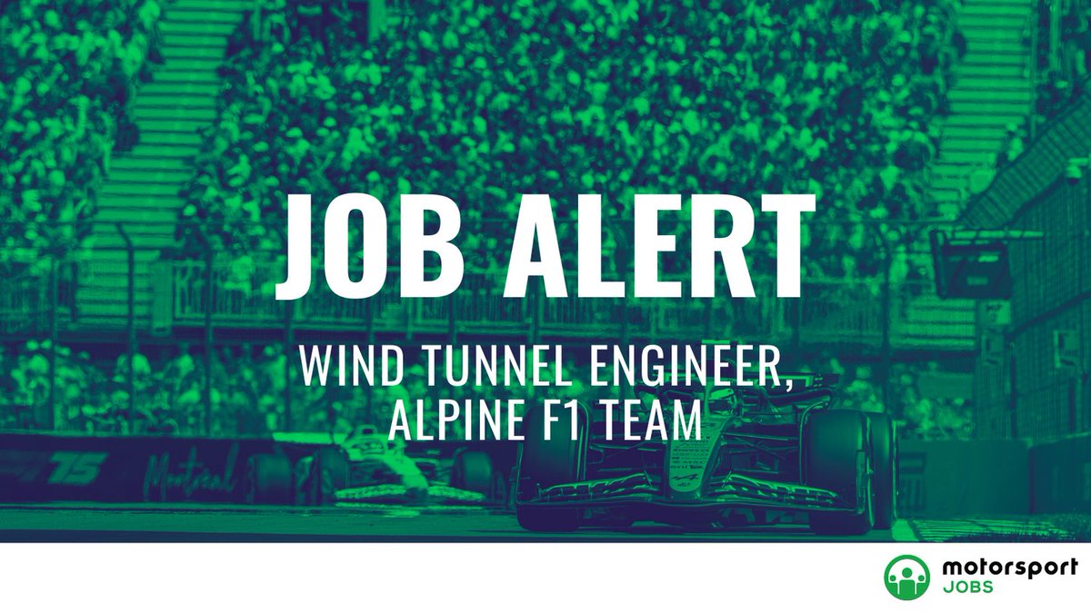The <a href="/AlpineF1Team/">BWT Alpine Formula One Team</a> have a vacancy for a Wind Tunnel Engineer. 

Apply here: motorsportjobs.com/en/job/wind-tu…

#motorsportjobs #motorsport #jobs #jobalert #autosport #jobsinmotorsport #hiring #howtogetajobinf1 #f1jobs #workinf1 #jobsinf1