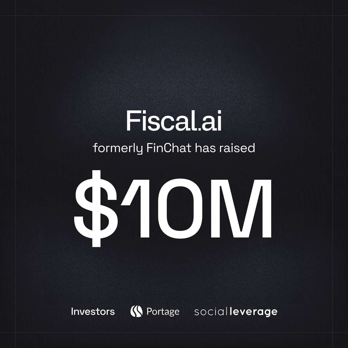 fiscal_ai's tweet image. FinChat is now Fiscal AI 🚀

Today marks the beginning of our next chapter as a company.  We have officially rebranded to Fiscal AI to build the future of financial data.

With this, we are excited to announce our $10M USD Series A funding led by Portage Ventures and continued