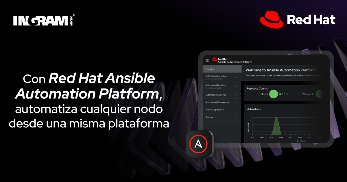 ⚙️Con Red Hat Ansible Automation Platform, estandarizas procesos de TI simplificando la gestión del negocio. La automatización no tiene que ser compleja.
📧Contáctanos para más información:
Susana.Garcia@ingrammicro.com 
Jocelyn.Flores@ingrammicro.com
#Ansible #AutomatizaciónTI