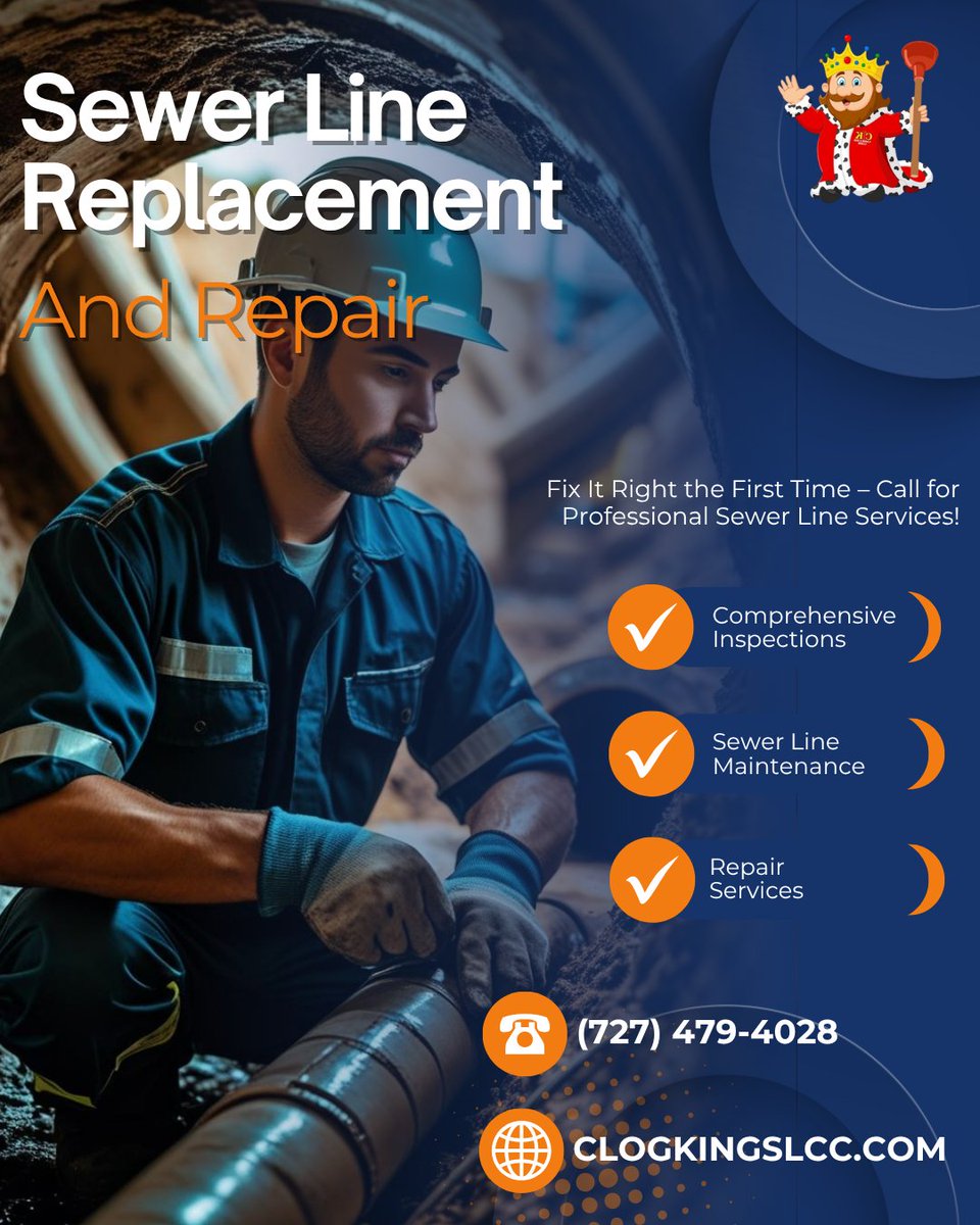 ClogKings's tweet photo. 🚧 Sewer issues? Get expert solutions with Clog Kings! 💪

📞 Call us 24/7 at (727) 479-4028 for fast, reliable service! 🌐 Book your FREE estimate today: https://t.co/cz4YITv8S2

#PlumbingExperts #ReliableService #24HourService #QualityWater #EcoFriendly #ReliablePlumbers https://t.co/reUkQRfjmW