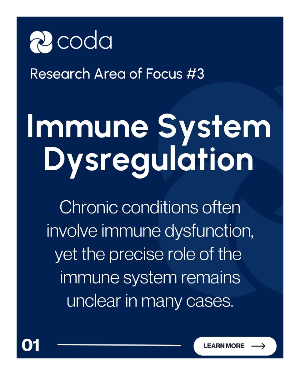 CODA_research's tweet image. Immune dysfunction is a common thread in many complex conditions—yet its role remains poorly understood.
At Complex Disorders Alliance, we’re supporting research that explores how immune pathways contribute to chronic pain, fatigue, and multisystem dysfunction.
💡 By uncovering…