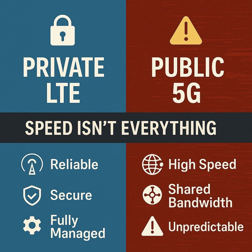 LTE vs. Public 5G: Speed Isn’t Everything

Don’t be fooled by the hype. 
Public 5G might boast speed, but LTE delivers where it counts:
-Dedicated bandwidth
-Greater control
-Enhanced security

When it comes to mission-critical connectivity, #LTE wins.

#PrivateNetworks #Baicells