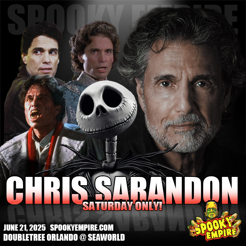‼️CHRIS SARANDON will only be able to attend on SATURDAY
His panel on Sunday will be changed and photo op ticket changes can be made through Celeb Photo Ops. We are thrilled to have him this Saturday and we look forward to seeing you all in just a few days!