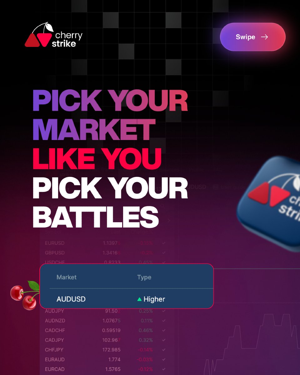 thecherrystrike's tweet photo. You’re not trading pixels.
You’re trading for the rush, the tension, the win.
This is what it looks like when real people hit the button.
🎮 Trade your way → https://t.co/11RWE2motu
.
.
.
#FeelTheThrill #RealTraders #CherryStrike #TapToWin #OptionsWithHeart https://t.co/mgLz1aehQv