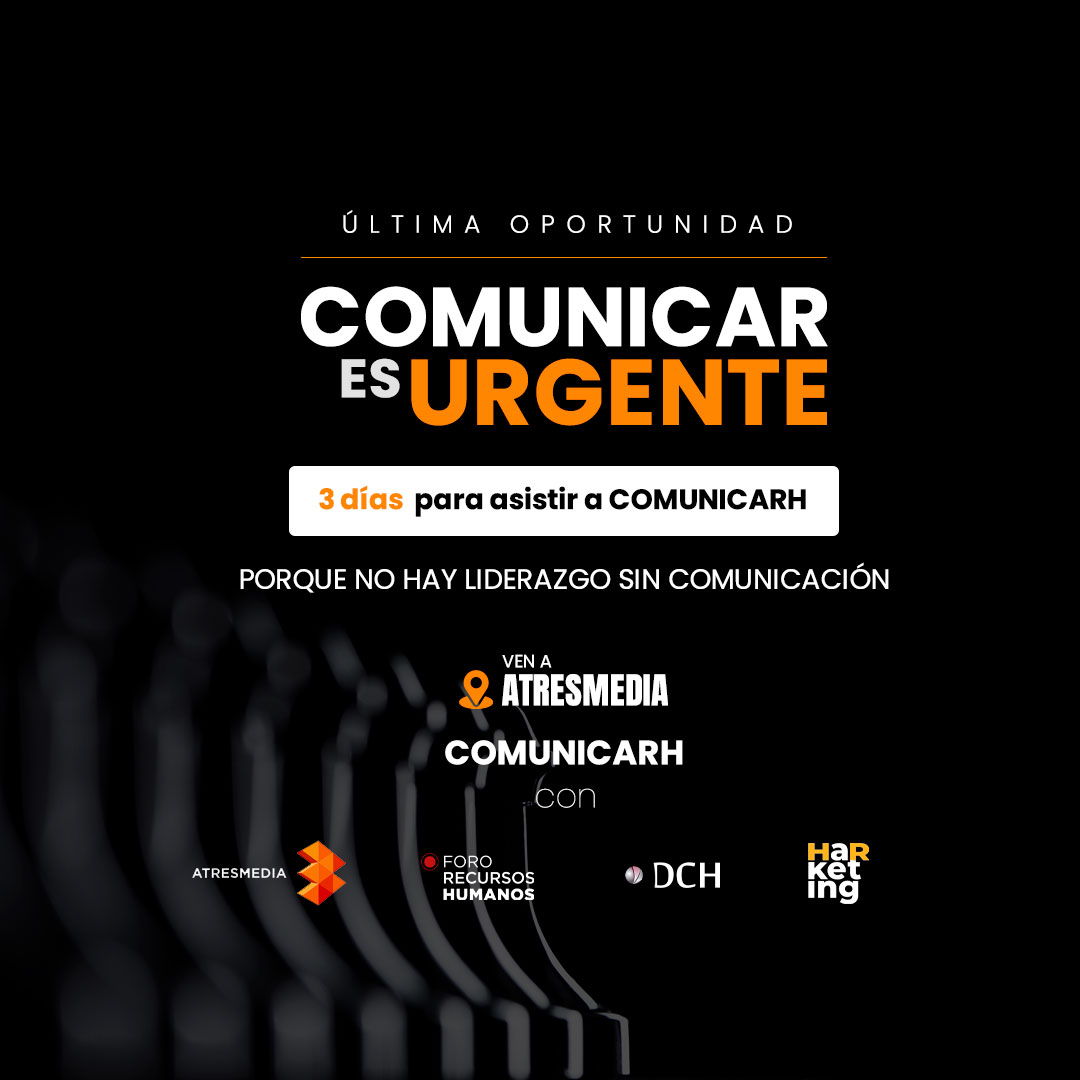 atresFormacion's tweet photo. 🚨 COMUNICAR ES URGENTE
⏳ ¡Solo quedan 3 días!
Este viernes te esperamos en ATRESMEDIA para vivir un evento imprescindible: COMUNICARH. Una jornada única para líderes, responsables de RRHH y profesionales que creen en el poder de la comunicación interna como motor de transformación.
🎤 Presentado por @LorenaGDiez y organizado por ATRESMEDIA, @OrgDCH, @ForoRRHH y @harketing, reunimos a grandes referentes como:
🔹 Lucio Fernandez Fernandez - Director de RRHH de ATRESMEDIA
🔹 Juan Carlos Pérez Espinosa - Presidente de DCH
🔹 Francisco García Cabello - Fundador y CEO de Foro Recursos Humanos
🔹 María de la Peña González - Founder y Directora de proyectos estratégicos de Talento y Comunicación en Harketing
🔹 María de la Peña Gayo de HR Business Partner- Senior HR Business Partner @ING_es & Portugal
🔹 Alberto Santos Iglesias – Director de RRHH @ProsegurGlobal y VP en @ADiReLab
🔹 Enrique Tapia Lopez – Director de Personas y RRHH @Naturgy
🔹 Dr. Patricia López Bayo – Directora @MarshMcLennan Spain
🔹 Juan Antonio Fernández Cerrato – Global People Director @SomosSacyr
💡 Profesionales que inspiran, comparten y lideran el cambio desde las personas.
🎟️ ¡No pierdas la oportunidad de asistir!
🔗 Reserva tu plaza aquí: https://t.co/0ocIOUrohy