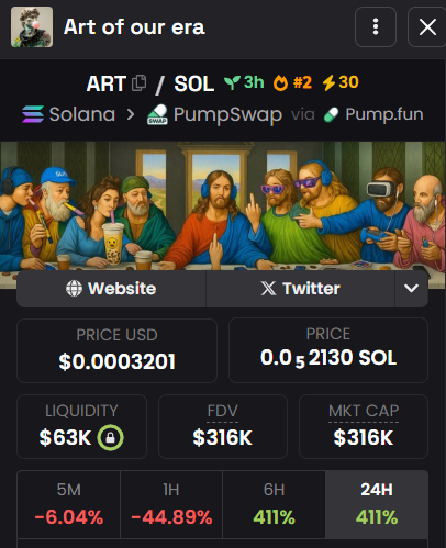 Sonya_S0l's tweet photo. 🎨 $ART — another meaningless token.
No hype, no growth, no user interest.
Scroll past this one — nothing to see here.
ESMhjJ3GHMLw9vu3PvuvgSZXVLPKoZ6CYs71LgYGpump https://t.co/RYj7cwMfHc