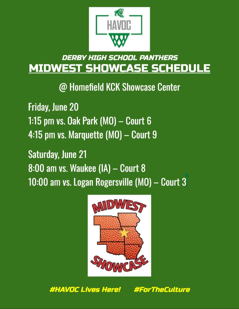 Brett Flory (@coachbrettflory) on Twitter photo Blessed to once again be a part of the <a href="/MW_Showcase/">Midwest Showcase</a> NCAA Live Period event. We want the hardest games we can find in June & we certainly got them here against some of the premier teams in the Midwest! Looking forward to the challenge this weekend. #HAVOC #ForTheCulture
<a href="/DerbyAD/">Derby High School AD</a> Blessed to once again be a part of the <a href="/MW_Showcase/">Midwest Showcase</a> NCAA Live Period event. We want the hardest games we can find in June & we certainly got them here against some of the premier teams in the Midwest! Looking forward to the challenge this weekend. #HAVOC #ForTheCulture
<a href="/DerbyAD/">Derby High School AD</a>