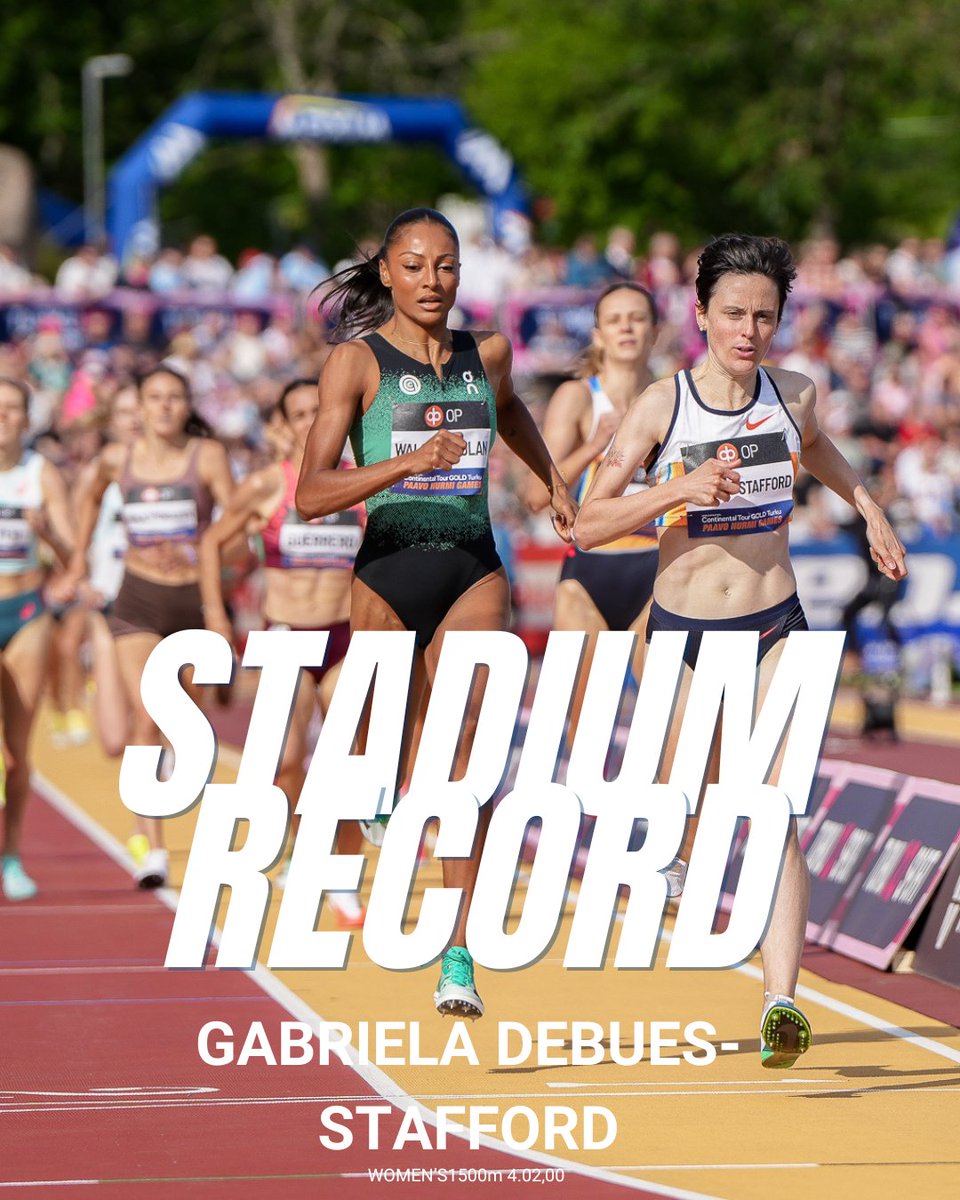 Stadium and meeting record for Gabriela DeBues-Stafford with a time of 4.02,00! 🔥

#PaavoNurmiGames #ContinentalTourGold #WorldAthletics #Turku