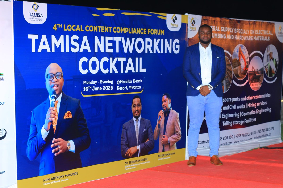 Alex_Ngeze's tweet image. I had an amazing time at the TAMISA Networking Cocktail, rubbing shoulders with top mining leaders and engaging on local content, value addition, and the future of Tanzania’s mining industry. #Mining #TAMISA #LocalContent #Tanzania