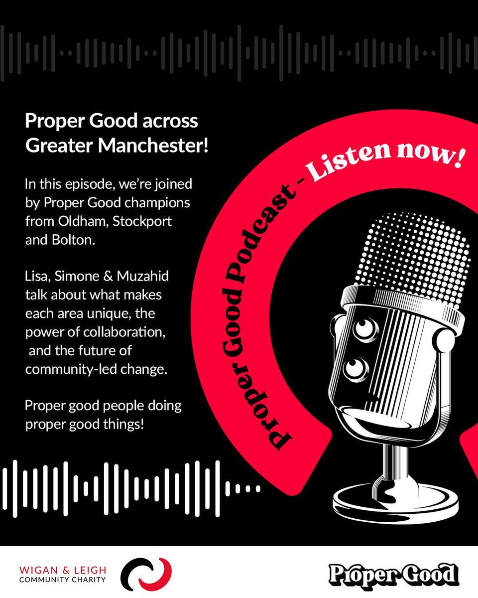 🌍 In this episode, we’re joined by Proper Good champions from Oldham, Stockport and Bolton. 
 
Lisa, Simone &amp; Muzahid talk about what makes each area unique, the power of collaboration, and the future of community-led change. 
 
🎧 Tune in here: youtube.com/watch?v=e9bxiP…