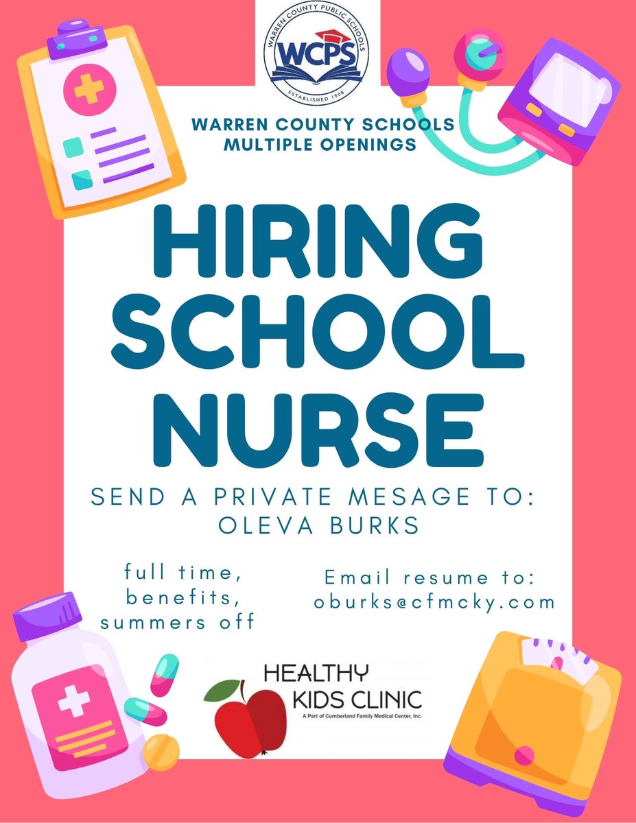 Join our team! We're hiring school nurses! For more information, please refer to the flyer below. #PreschooltoProfession #BigDistrictBigOpportunities