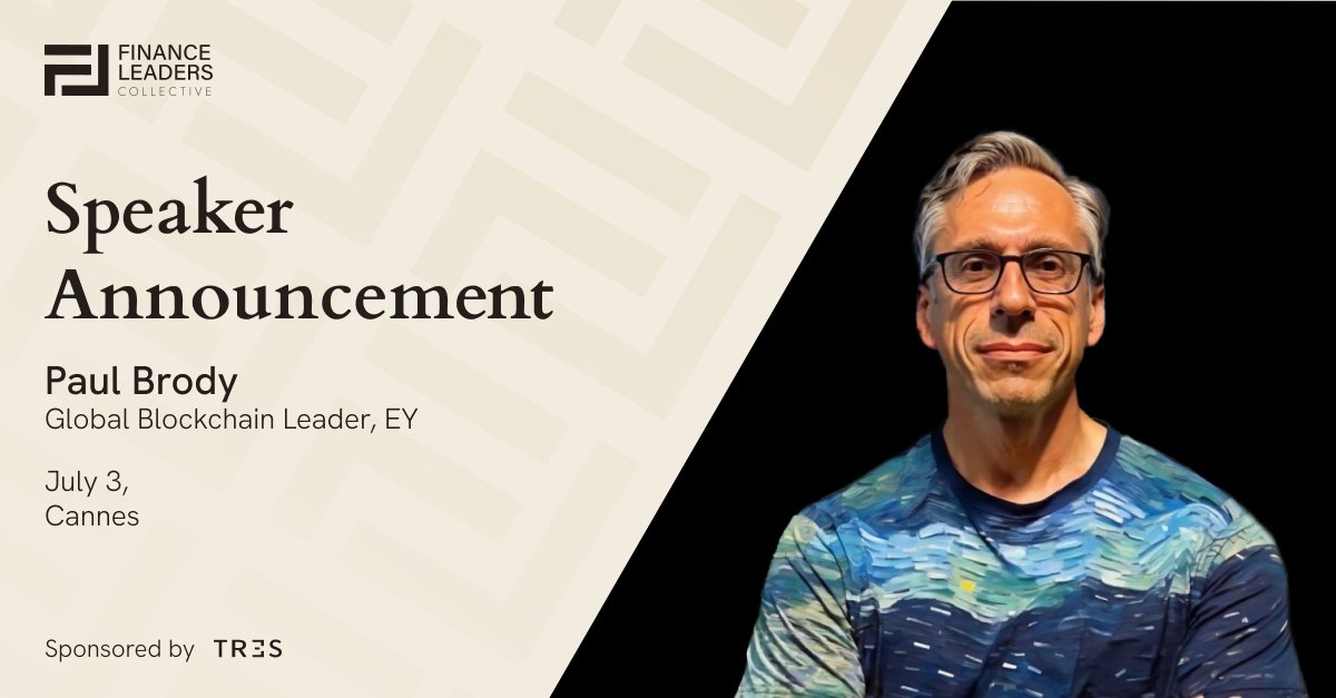 FLeaders_co's tweet photo. Paul Brody joins the Finance Leaders Collective as a featured speaker in Cannes.

Global Blockchain Leader at EY (@EYnews), Paul will speak on the panel: ‘The Treasury Edge: Unlocking Yield, Liquidity, and Borderless Finance’.

At the helm of EY’s blockchain strategy, Paul brings direct insight into how major institutions are deploying digital assets to modernize treasury. 

Register your interest: https://t.co/LhahX8se5Q
Learn more about the Collective: https://t.co/rrKbQcvrxe