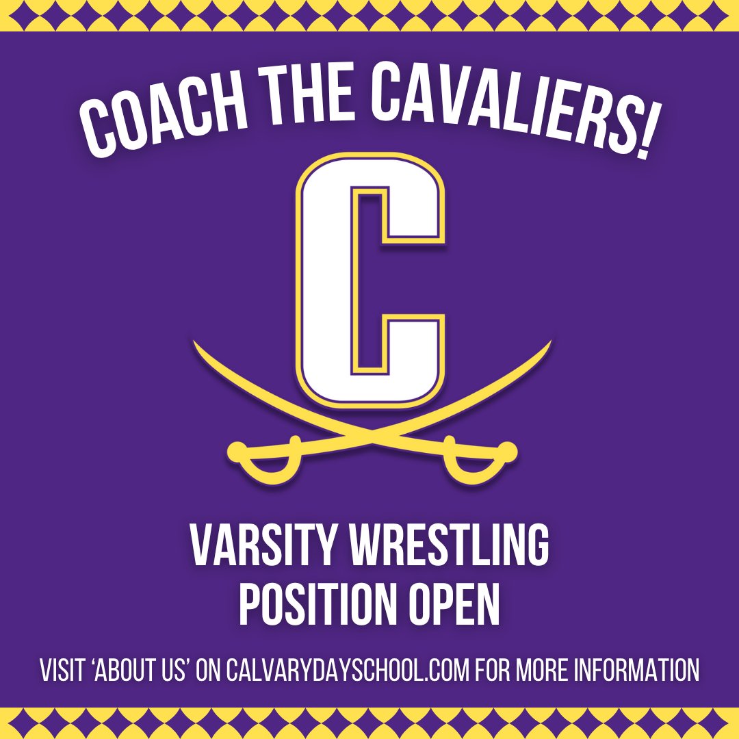 Cavalier_Sports's tweet image. Come coach the Cavaliers! Calvary Athletics is in search of a new leader for our varsity wrestling program.
Visit our website for more information --> calvarydayschool.com/about-us/emplo…
Apply now --> calvarysavannah.bamboohr.com/careers/240