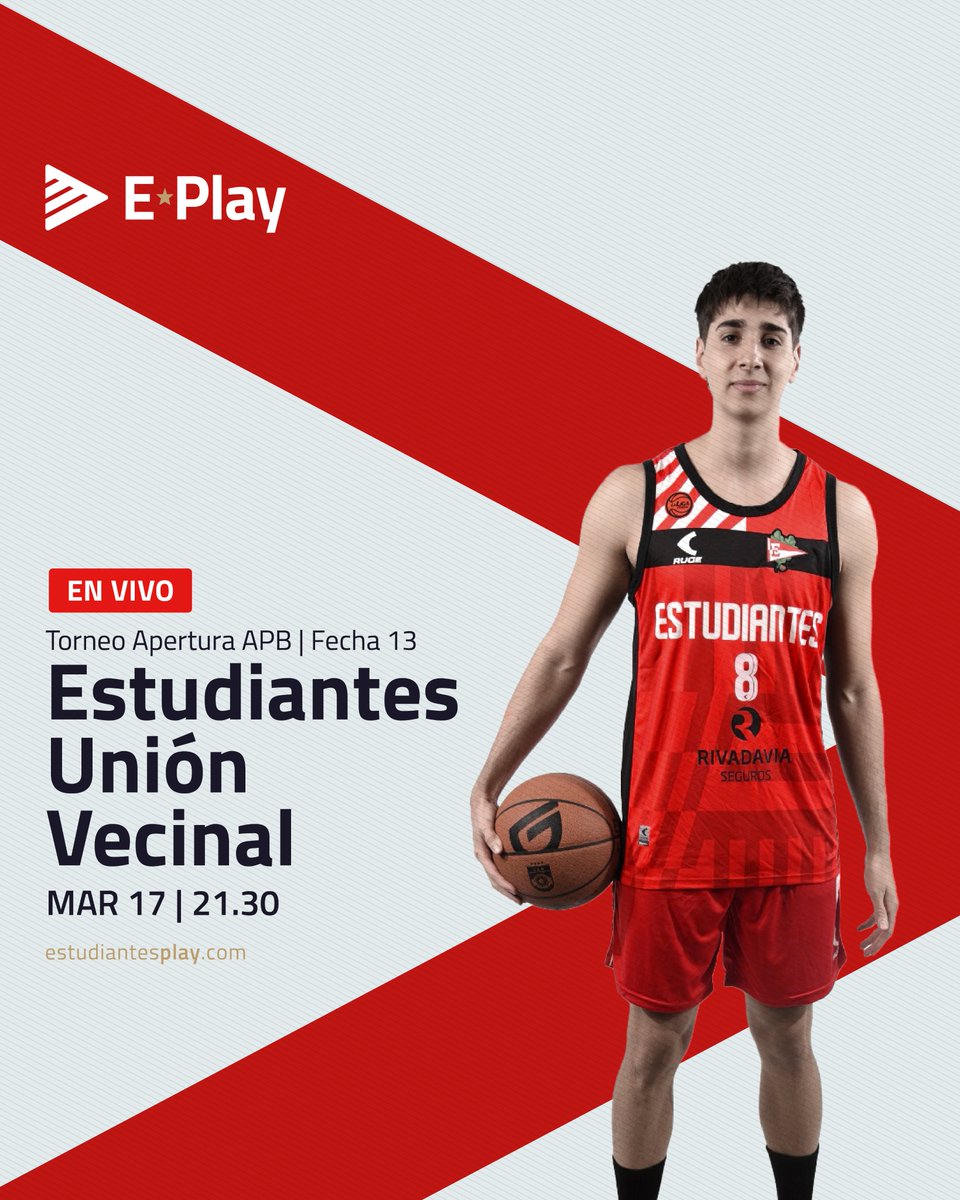 Estudiantes Play (@estudiantesplay) on Twitter photo 🏀 ¡Noche de basquet! 🇦🇹
🏆 Torneo Apertura APB
<a href="/EdelpOficial/">Estudiantes de La Plata</a> 🆚 Unión Vecinal
⏰ 21:30
¡En VIVO por #EstudiantesPlay!
📲 estudiantesplay.com 🏀 ¡Noche de basquet! 🇦🇹
🏆 Torneo Apertura APB
<a href="/EdelpOficial/">Estudiantes de La Plata</a> 🆚 Unión Vecinal
⏰ 21:30
¡En VIVO por #EstudiantesPlay!
📲 estudiantesplay.com