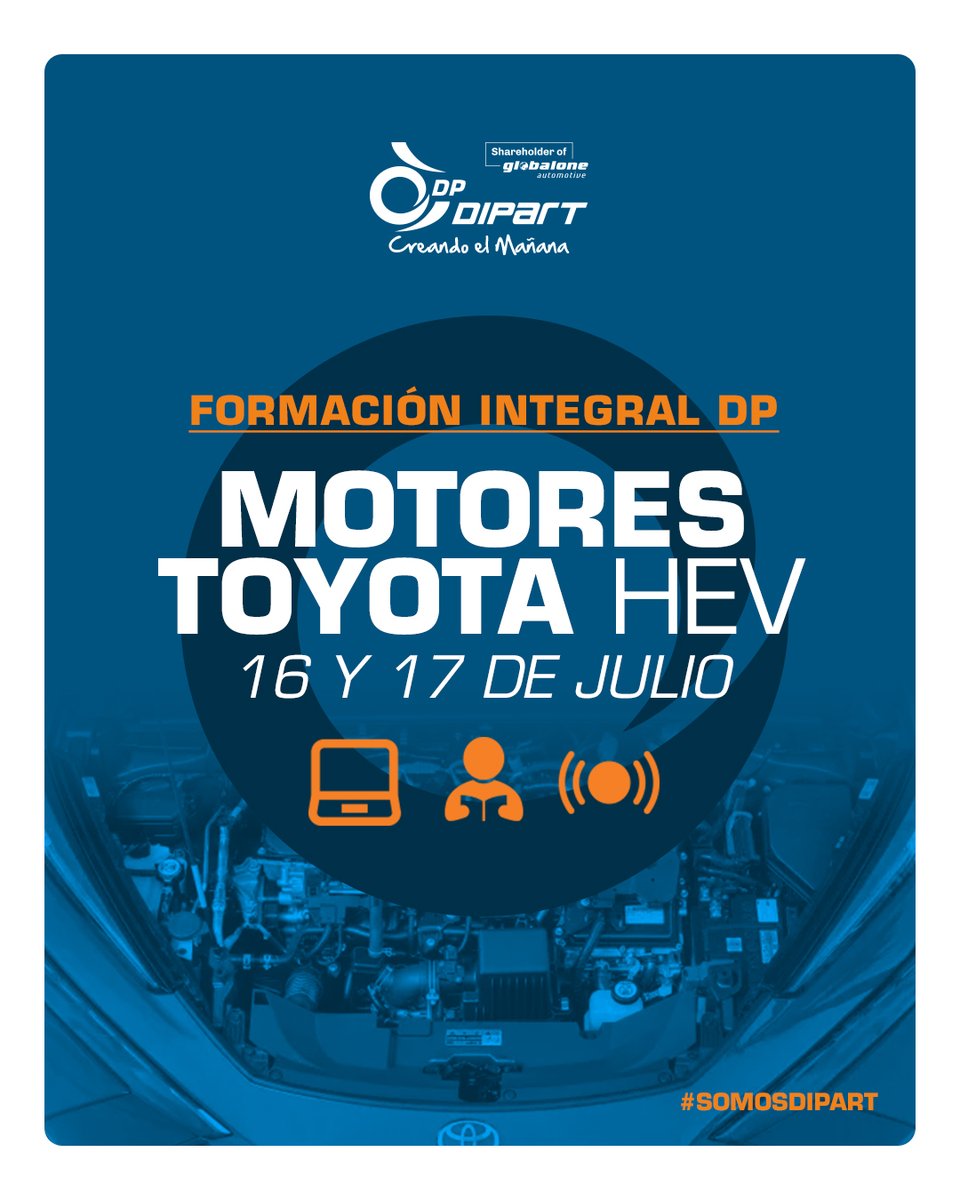 DIPART (@dipartsl) on Twitter photo 🔧 📚 ¡Apunta! Vuelve nuestra Formación Integral en el Aula DP.
Nos sumergimos en el universo de los motores Toyota HEV con una formación de alto nivel 😎
🗓 16-17/7
4h teoría ➕ 4h práctica
📍 ¡Plazas limitadas! Pregunta a tu distribuidor e inscríbete
🔸 #TodosSomosDIPART 🔹 🔧 📚 ¡Apunta! Vuelve nuestra Formación Integral en el Aula DP.
Nos sumergimos en el universo de los motores Toyota HEV con una formación de alto nivel 😎
🗓 16-17/7
4h teoría ➕ 4h práctica
📍 ¡Plazas limitadas! Pregunta a tu distribuidor e inscríbete
🔸 #TodosSomosDIPART 🔹