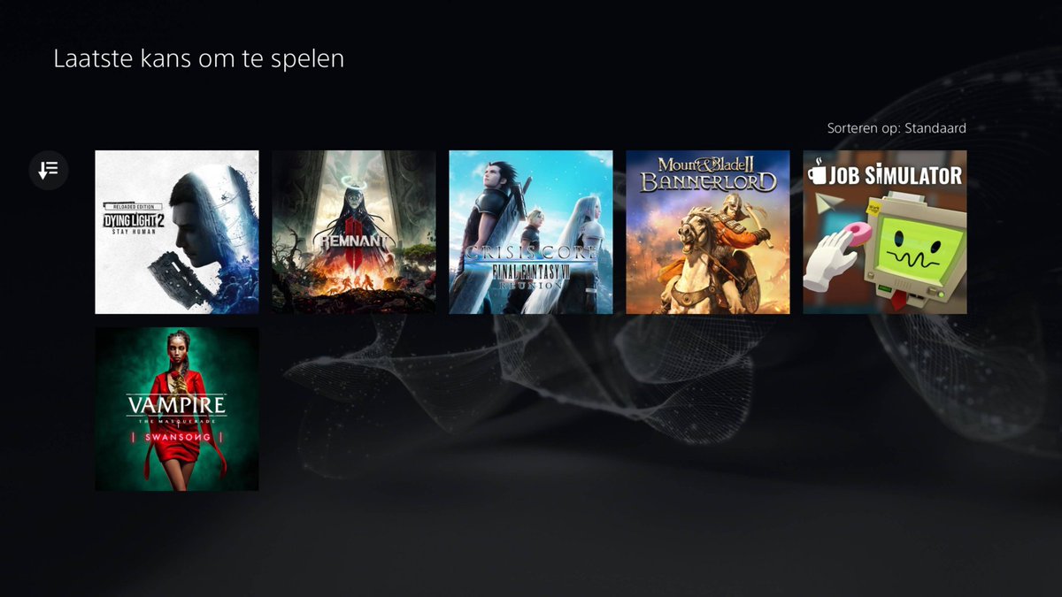 fennelyguy's tweet photo. Last Chance to play got updated, the following games will leave the PS+ Catalog on July 15th:

🕹️Dying Light 2
🕹️Remnant 2
🕹️Crisis Core: FF7 Reunion
🕹️Mount &amp; Blade 2: Bannerlord
🕹️Job Simulator
🕹️Vampire the Masquerade: Swansong

#PS4 #PS5 #PSPlus #LastChanceToPlay https://t.co/pkjTs2TwoA