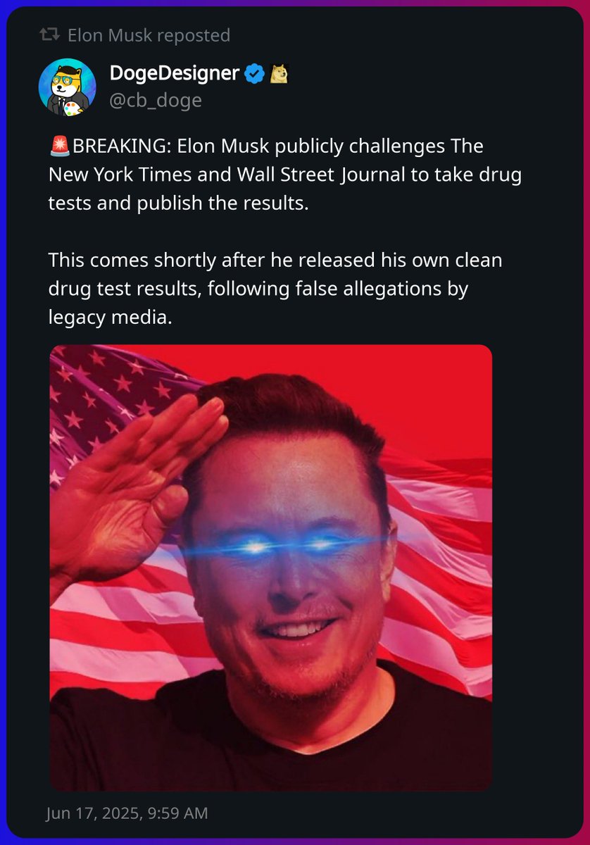 Elon Musk reposted a post from DogeDesigner x.com/elonmusk/statu…