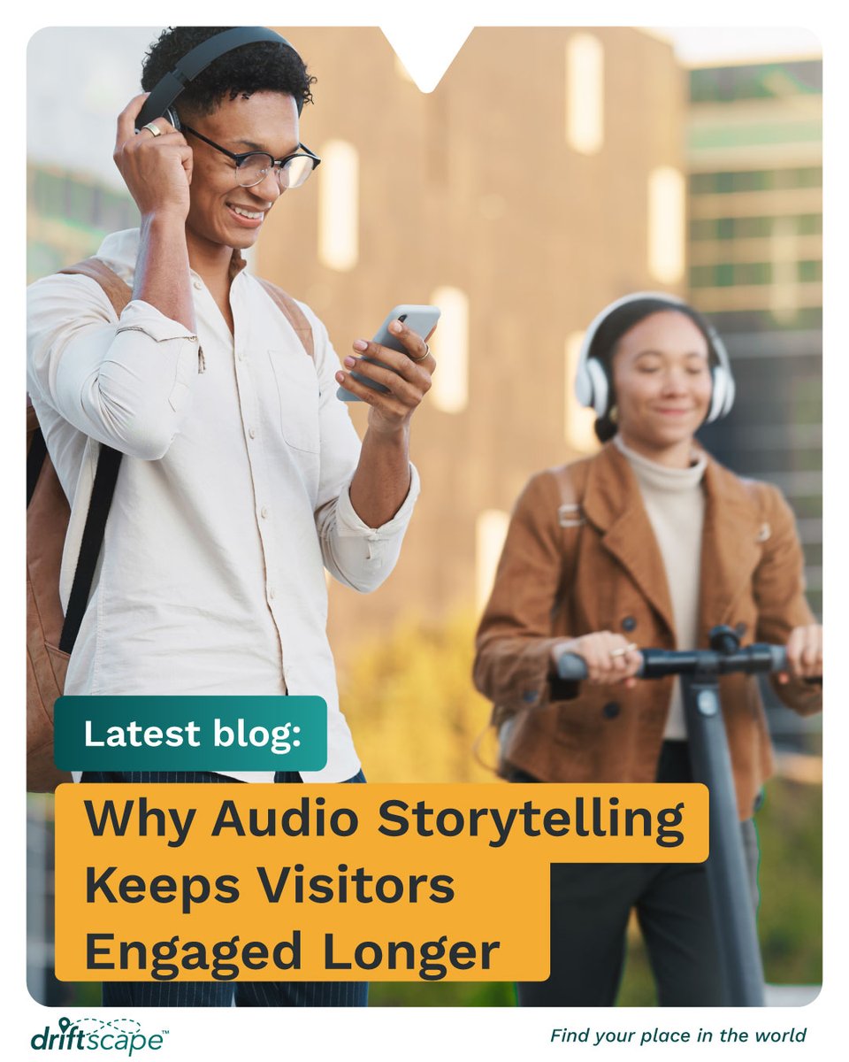 DriftscapeApp's tweet photo. Visitors explore, listen, and linger. But what makes audio the secret ingredient? Find out in our new blog: Why Audio Storytelling in Tourism Keeps Visitors Engaged Longer 
https://t.co/q9ZkbC8Z9i https://t.co/19ydR14hkN