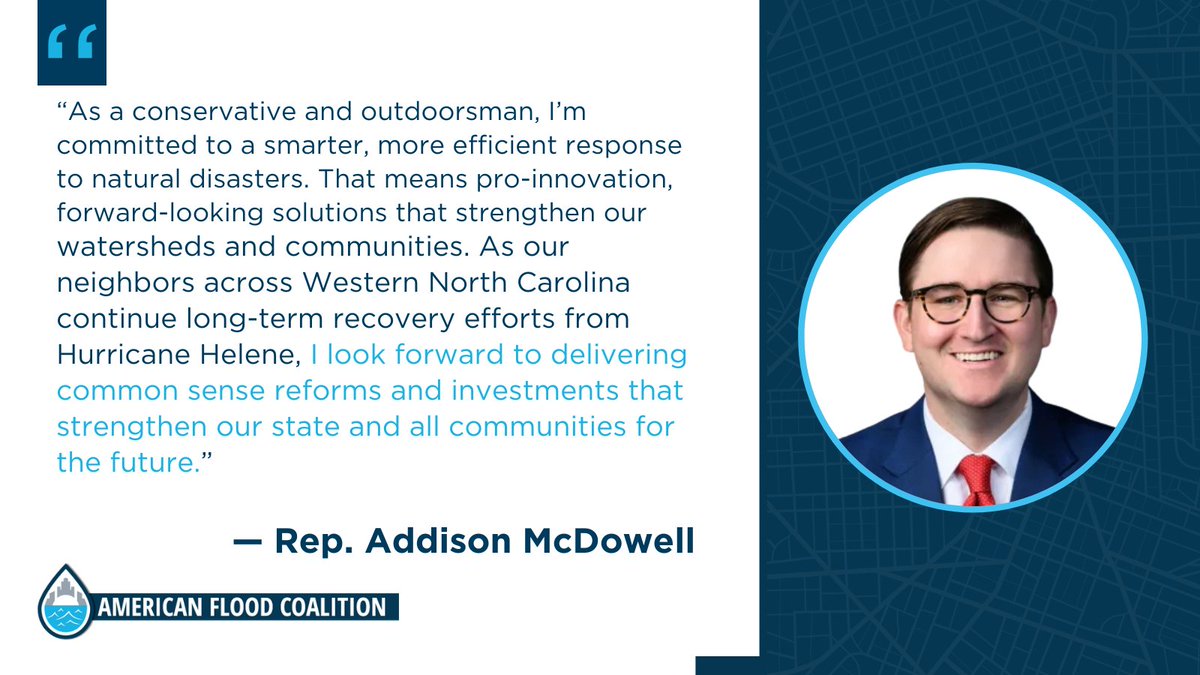 floodcoalition's tweet image. We’re proud to welcome @RepMcDowell (NC) as an AFC #FederalChampion!
From supporting WNC Helene recovery to smarter @FEMA & @USDOTpolicy, he’s leading common-sense, pro-innovation solutions for flood-impacted communities.
#FloodResilience #NC