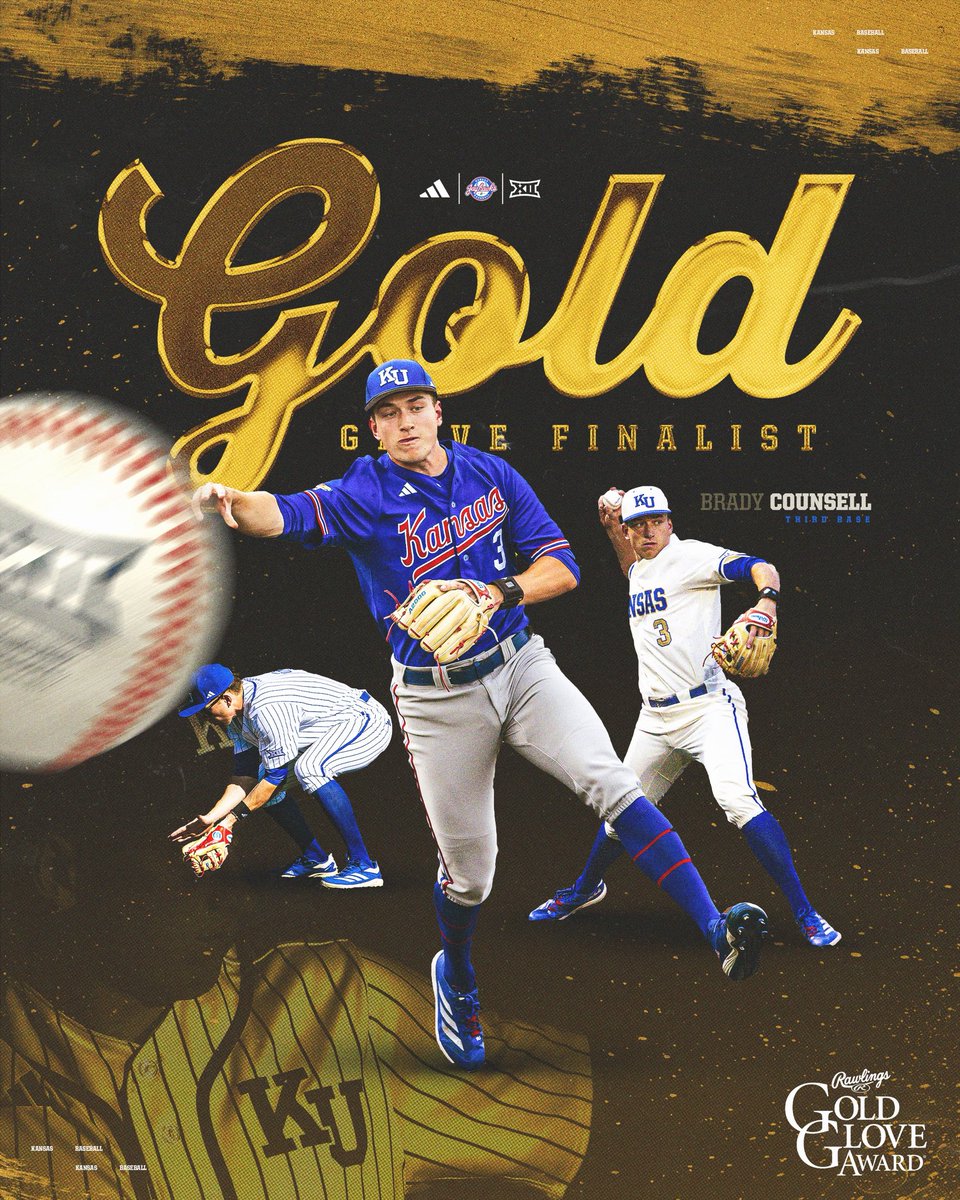Kansas Baseball (@kubaseball) on Twitter photo One of the best in the game 🏆
Congratulations to <a href="/BradyCounsell/">Brady Counsell</a> on being named a finalist for the 2025 ABCA/Rawlings NCAA Div. I Gold Glove team!
More → bit.ly/CounsellGoldGl…
#RockChalk One of the best in the game 🏆
Congratulations to <a href="/BradyCounsell/">Brady Counsell</a> on being named a finalist for the 2025 ABCA/Rawlings NCAA Div. I Gold Glove team!
More → bit.ly/CounsellGoldGl…
#RockChalk