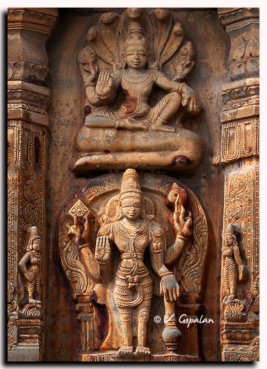 Gorgeous Maha Vishnu - sitting and standing in one frame!
Zoom in to see the details!
Chennakesava temple, Pushpagiri, AP