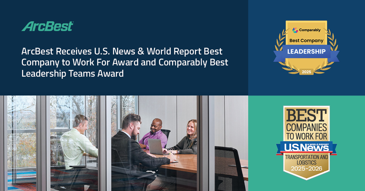 ArcBestCorp's tweet image. ArcBest awarded 2025-2026 Best Company to Work For by @USNewsand_World and Best Leadership Teams 2025 by @Comparably: bit.ly/44jWBU6