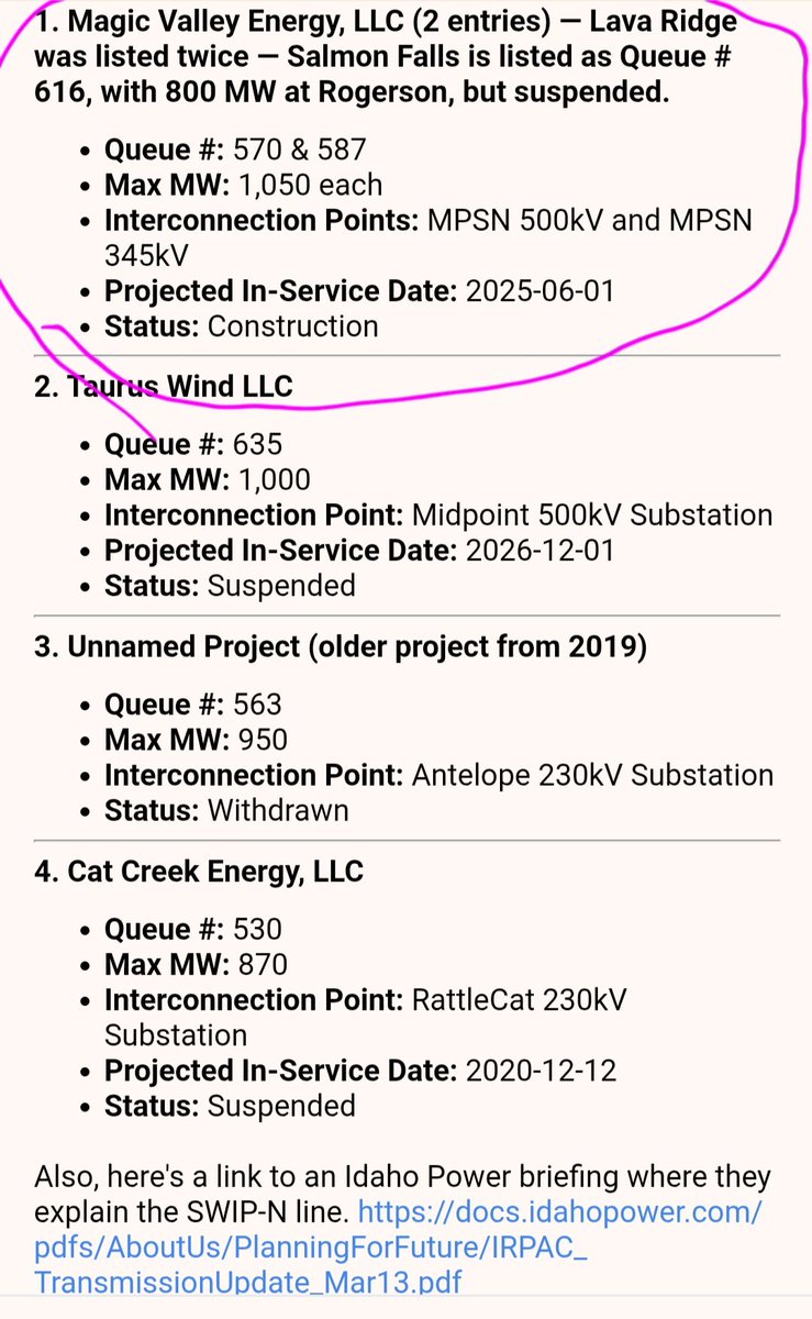 KatoIdaho's tweet photo. @brian_lenney @BasedMikeLee #StopLavaRidge has  *construction* status on BLM right now.
Ask @SenatorRisch what he actually accomplished with #windturbines which include #SWIP #batterystorage and massive solar zone. https://t.co/8moGC93GQ5