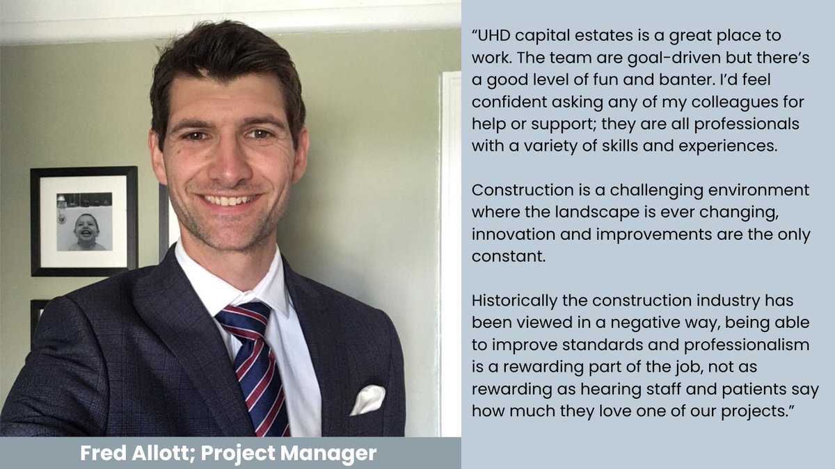 As our #NationalHealthcareEstatesAndFacilitiesDay celebrations continue, here's the second of three profiles on some key people in our Capital Estates team. Big thanks to you Fred, for all that you do! #HealthEFMDay #TeamUHD