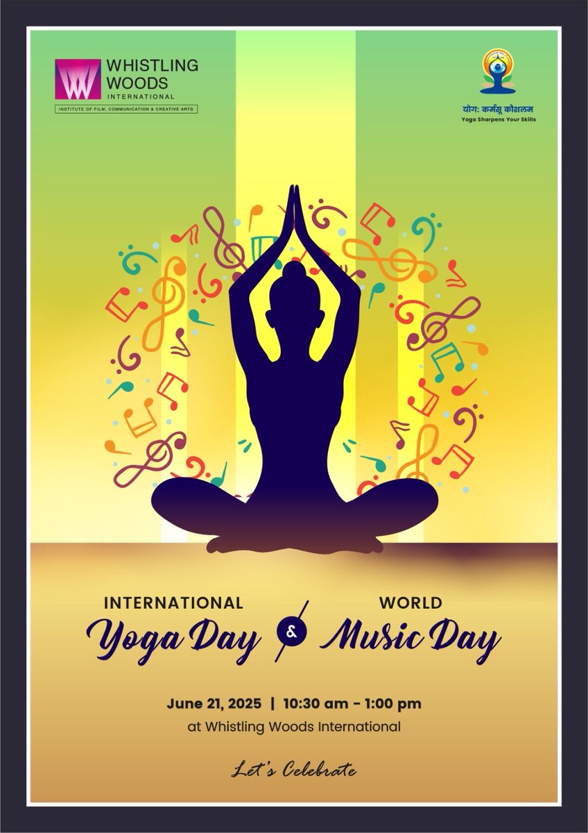 Subhash Ghai (@subhashghai1) on Twitter photo YOGA IS MUST FOR ALL CREATIVE MINDS โ
I m happy that Whistlingwoods International will celebrate INTERNATIONAL YOGA n MUSIC DAY on 21 June at campus with music n celebrities ๐ง๐ฏโโ๏ธ
LETS CELEBRATE ๐บ๐ฝ
@whistling_woods <a href="/apnabhidu/">Jackie Shroff</a> @saigodbole @hansajiyogendra โฆ<a href="/BrahmaKumaris/">Brahma Kumaris</a>โฉ YOGA IS MUST FOR ALL CREATIVE MINDS โ
I m happy that Whistlingwoods International will celebrate INTERNATIONAL YOGA n MUSIC DAY on 21 June at campus with music n celebrities ๐ง๐ฏโโ๏ธ
LETS CELEBRATE ๐บ๐ฝ
@whistling_woods <a href="/apnabhidu/">Jackie Shroff</a> @saigodbole @hansajiyogendra โฆ<a href="/BrahmaKumaris/">Brahma Kumaris</a>โฉ