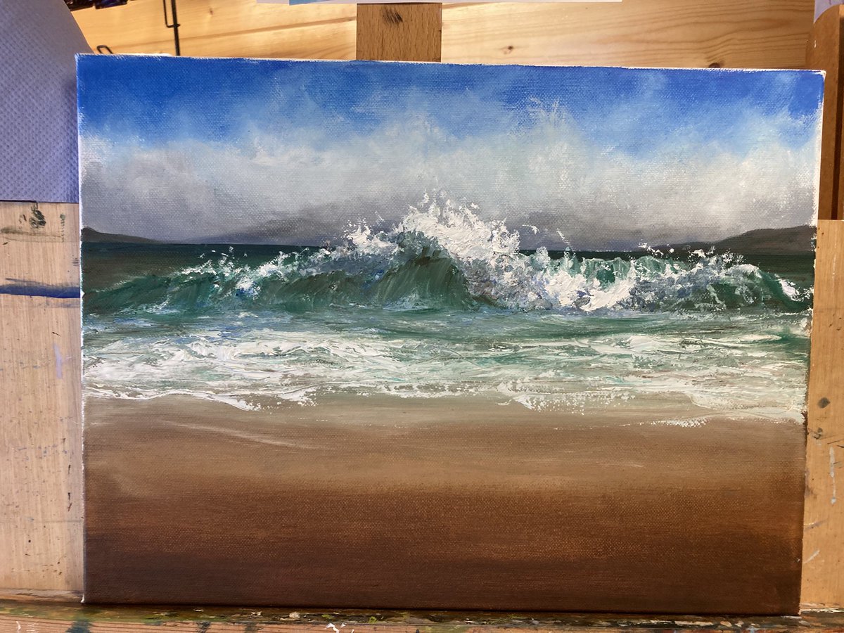 MacleanArtist's tweet image. Luskentyre wave, oils on canvas 12x16 inches #art #luskentyre #beach #art #scotland #oils #painter #painting #artwork #canvas #art #shore #sea #seascape #coast