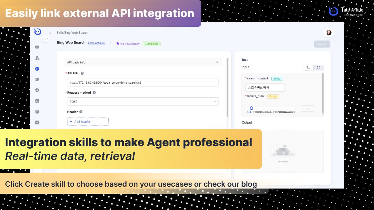 TateATate_AI's tweet image. 🙏Thanks to 500+ users who joined Tate last month
But 90% are stuck in beginner mode: basic Q&A bots
The pros are building AI agents that:
🧠Drag WHOLE Agent in Workflow- Skills, Parameters, Logic
💰Release Aents to Marketplace
🔧Link external APIs
#AIAgent #zerocode #workflow
