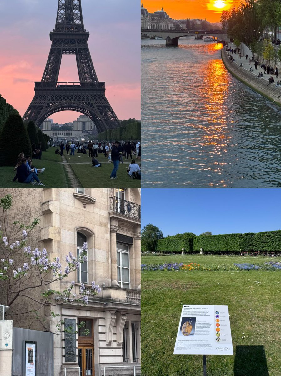 A stunning collage of Paris featuring the Eiffel Tower at sunset, the Seine River with its golden reflections, a charming building adorned with purple flowers, and the serene Garden of the Tuileries with an informative sign.
#MAGA 💯
#TRUMP 🇺🇸