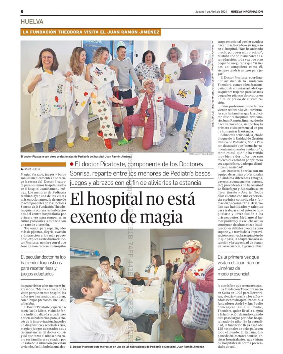 @FTheodora (@ftheodora) on Twitter photo 📍 Gracias al apoyo de <a href="/FundUnicaja/">Fundación Unicaja</a>, llevamos sonrisas a hospitales andaluces de núcleos rurales o más aislados.
Ya acompañamos a niños y niñas en Almería, Huelva, Algeciras, Córdoba y El Ejido… ¡y pronto estaremos en muchos más! 💛
#FundaciónTheodora #Andalucía 📍 Gracias al apoyo de <a href="/FundUnicaja/">Fundación Unicaja</a>, llevamos sonrisas a hospitales andaluces de núcleos rurales o más aislados.
Ya acompañamos a niños y niñas en Almería, Huelva, Algeciras, Córdoba y El Ejido… ¡y pronto estaremos en muchos más! 💛
#FundaciónTheodora #Andalucía