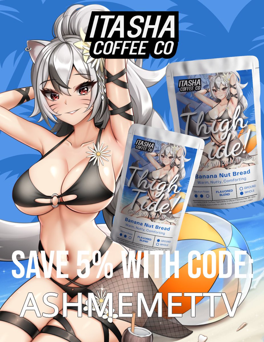 Hey guys! I'm an official affiliate for <a href="/ItashaCoffee/">Itasha Coffee Co</a>! 
They have some amazing and unique coffee flavors!
I've tried their HAZELNUT flavor and have been enjoying it.
^^  
Use my affiliate link and you get 5% off on your order! ^^
itashacoffee.com/ASHMEMETTV