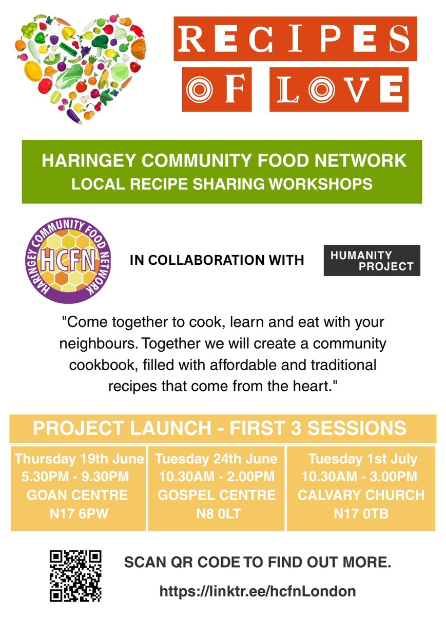 We’re bringing the #Haringey community together  to celebrate Food, Culture &amp; Connections.
👩🏾‍🍳 Cook with us
🎤 Share your food stories
🍛 Eat &amp; connect
📖 Help us build a living #cookbook of love &amp; memory

First Stop :
📍 Goan Community Centre
Everyone’s welcome!
