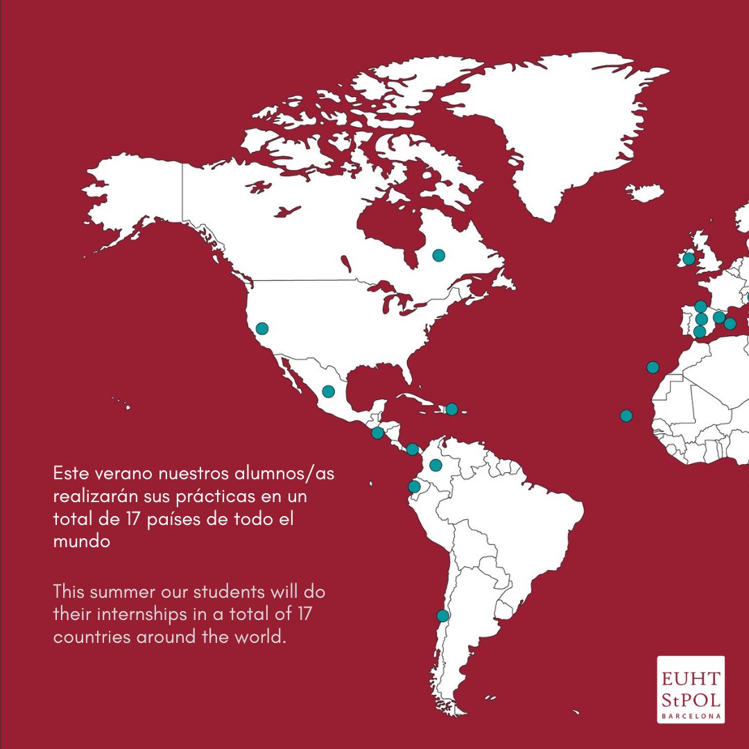 EUHTStPOL's tweet image. 🌍 Prácticas profesionales internacionales: ¿Dónde está nuestro alumnado este verano?

Este verano, nuestros estudiantes están llevando a cabo sus prácticas profesionales en más de 100 hoteles y restaurantes de prestigio en distintos países del mundo.

#EUHTStPOL #Hospitality