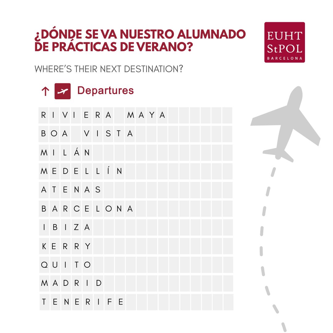 EUHTStPOL's tweet image. 🌍 Prácticas profesionales internacionales: ¿Dónde está nuestro alumnado este verano?

Este verano, nuestros estudiantes están llevando a cabo sus prácticas profesionales en más de 100 hoteles y restaurantes de prestigio en distintos países del mundo.

#EUHTStPOL #Hospitality
