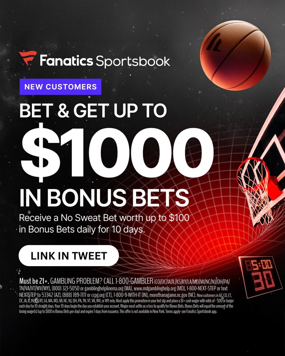 ⚾️ Same parlay format as Sunday…

-One pitcher for strikeouts
-One player to score a run
-One player to record a hit

I’ll be posting the play within the hour — and you can tail it sweat-free if you sign up to Fanatics.

👉 Join here: bit.ly/1000-Fanatics

21+. Gamble