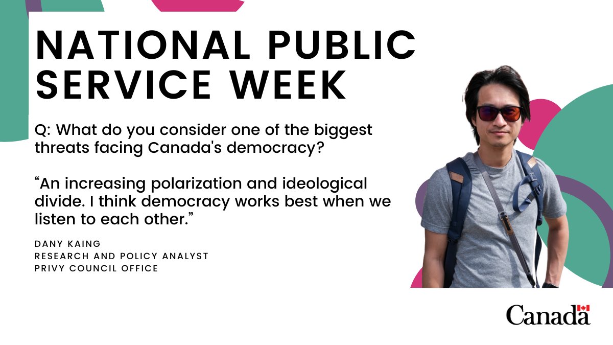 CdnDemocracy's tweet image. Today’s #DemocracyDefender: Dany Kaing, Research and Policy Analyst for the Democratic Institutions Secretariat at PCO, who works on improving the legislative framework for federal elections in Canada. #NPSW2025