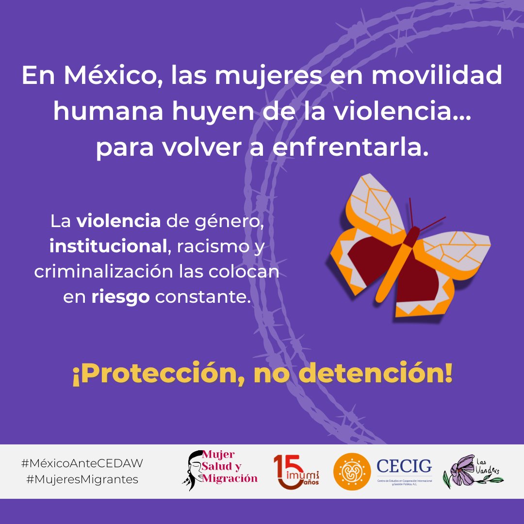 Muchas mujeres migrantes huyen de la violencia… para volver a enfrentarla 💔

En el marco de #MéxicoAnteCEDAW exigimos:
🟣 ¡Protección, no detención!

#MujeresMigrantes #CEDAW2025