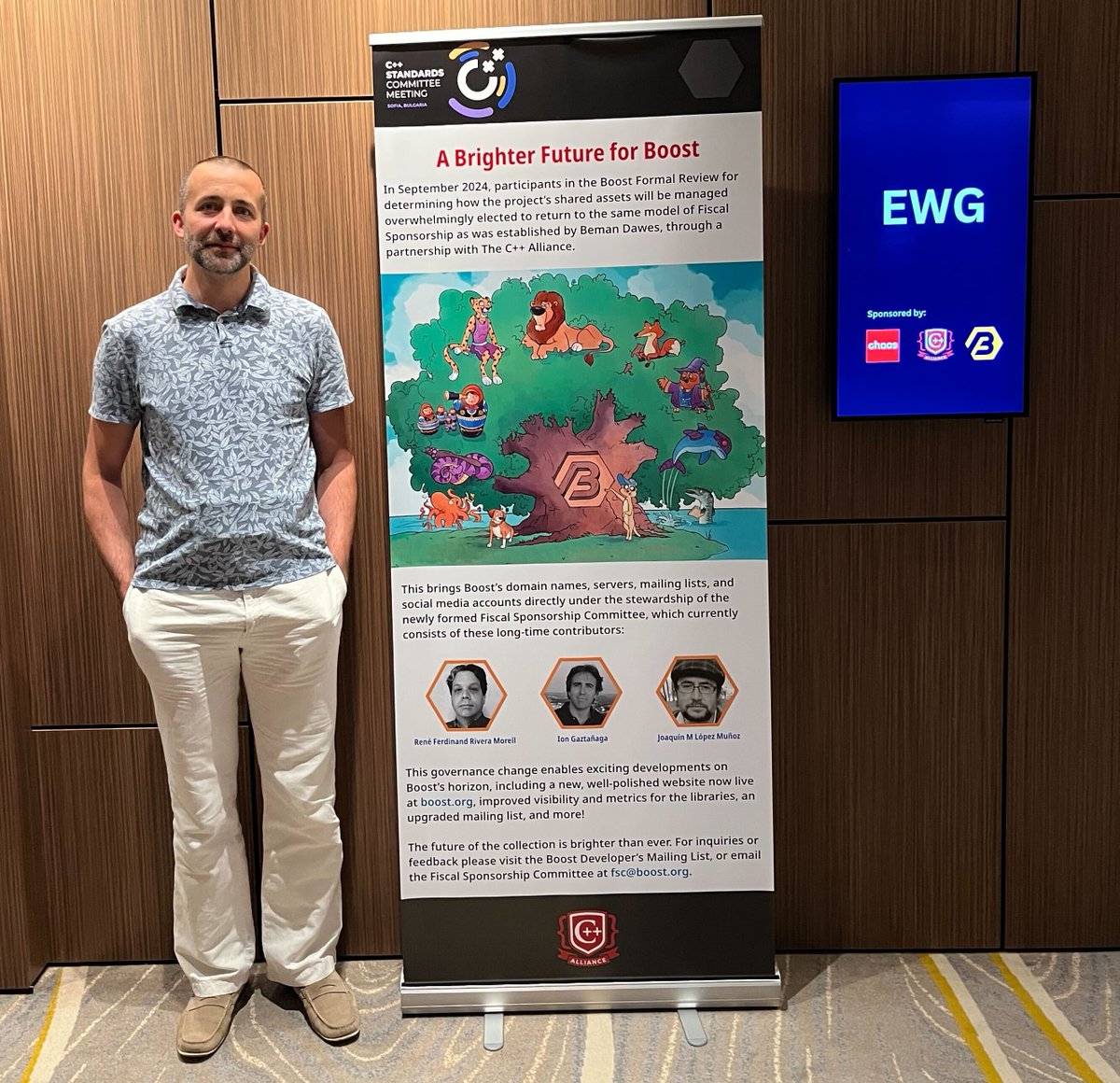 On a break from the ongoing WG21 meeting, Boost.Optional maintainer Andrzej Krzemieński introduces us to the recent Boost Fiscal Sponsorship model:

boost.org/doc/contributo…
boost.org/libs/optional
open-std.org/jtc1/sc22/wg21/