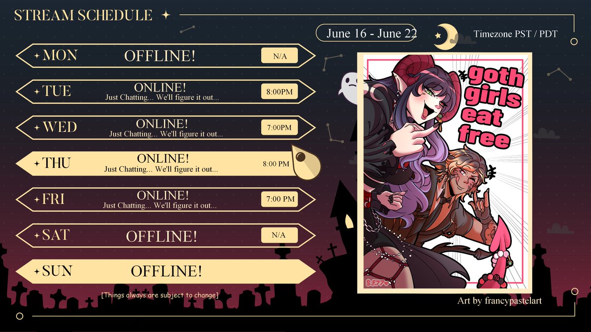 Sorry I'm like super late to making a schedule.
I was busy... Sleeping for 100 years...
Anyways 4 days this week! WOO! YIPPEEEE...
Though times are subject to change because I'M always planning something.