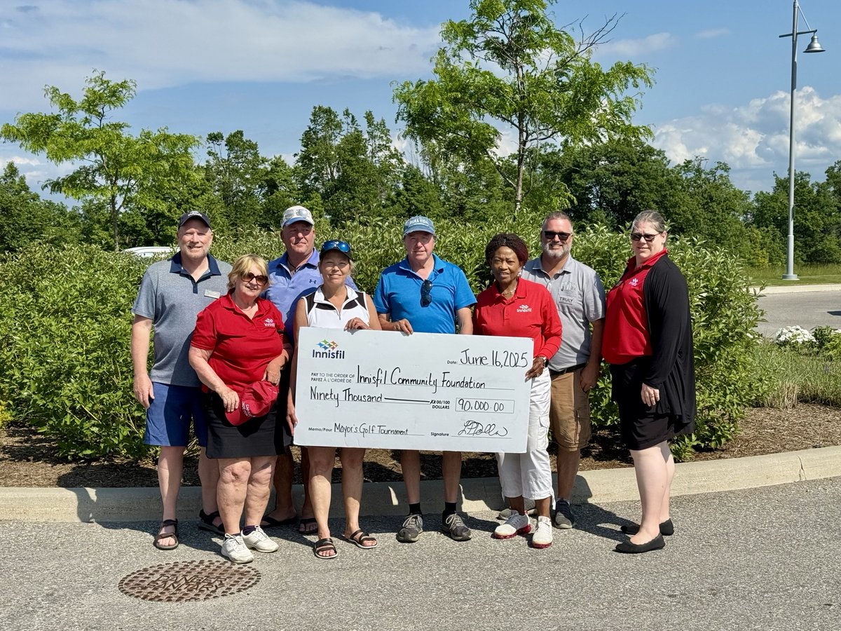 townofinnisfil's tweet photo. We're thrilled to share that this year's Mayor’s Golf Tournament raised $90,000 for the @InnisfilCF! 🏌️‍♂️✨ Thank you to our generous sponsors, enthusiastic golfers, and hardworking volunteers for making this success possible.

https://t.co/HZnS26D847 https://t.co/t60P1WWJZb